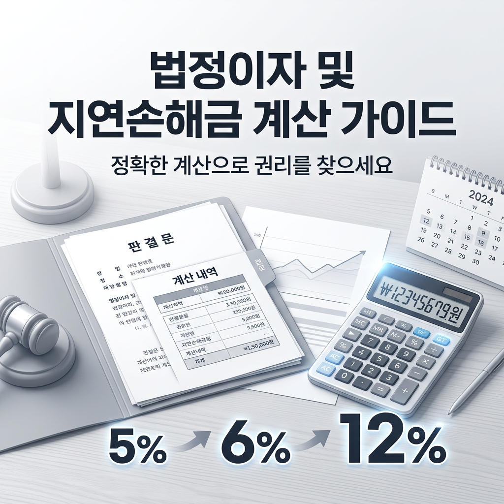 법정이자·지연손해금 계산기 2026｜5%·6%·12% 자동계산